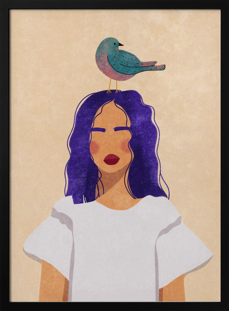 Mädchen mit Vogel | Poster