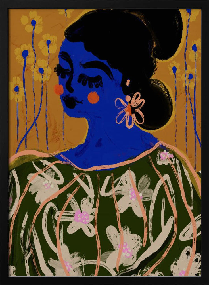 Blaue Blütenmuse | Poster