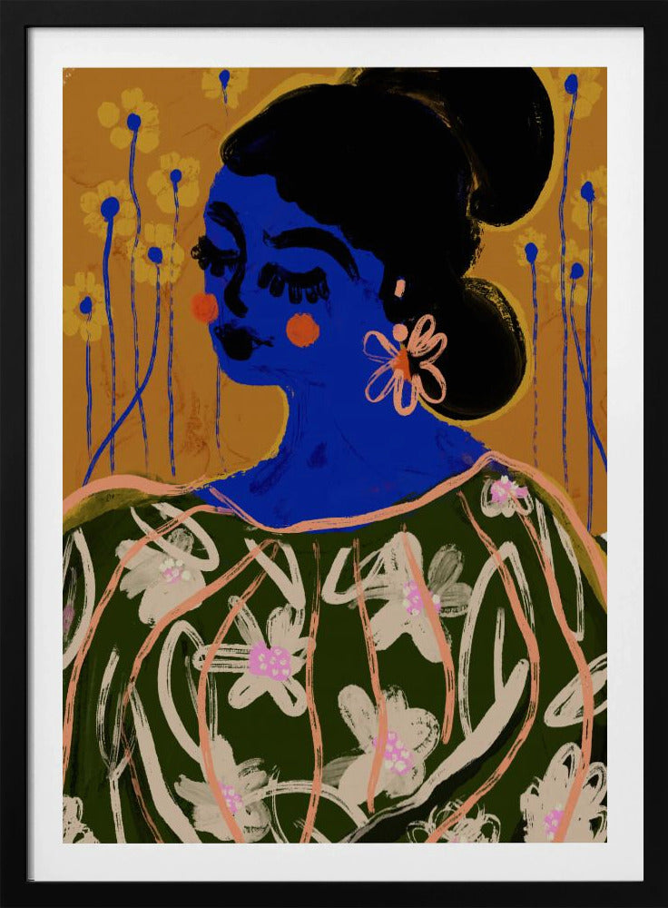 Blaue Blütenmuse | Poster