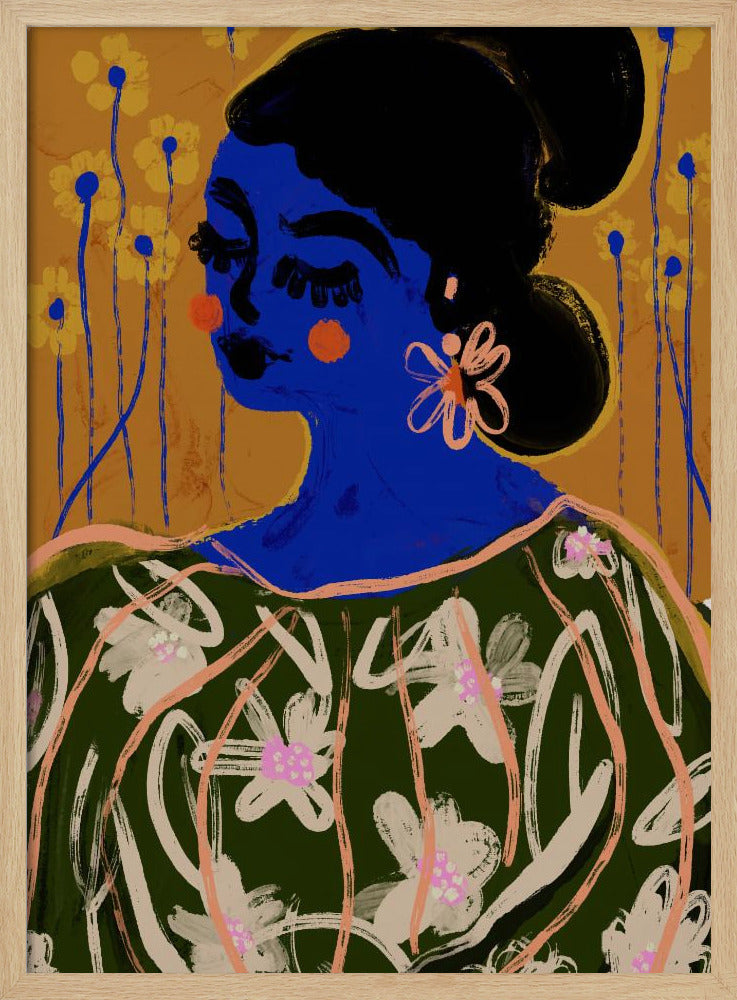 Blaue Blütenmuse | Poster