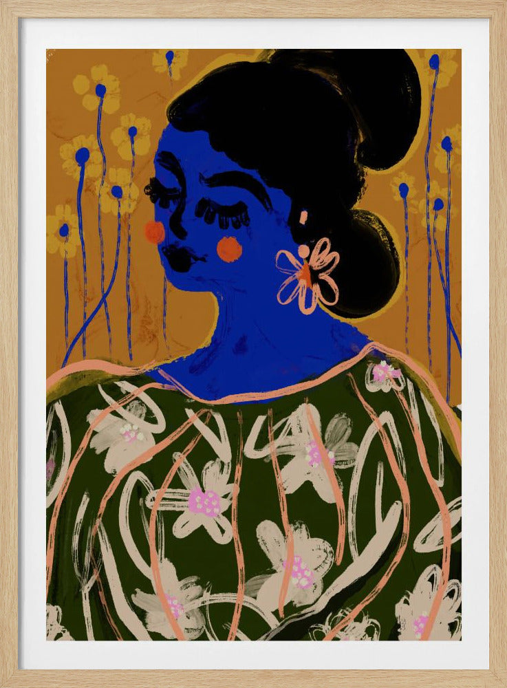 Blaue Blütenmuse | Poster