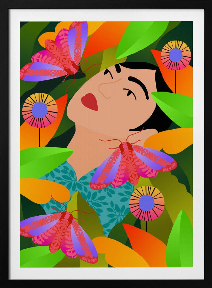 Mädchen mit ihren Pflanzen | Poster