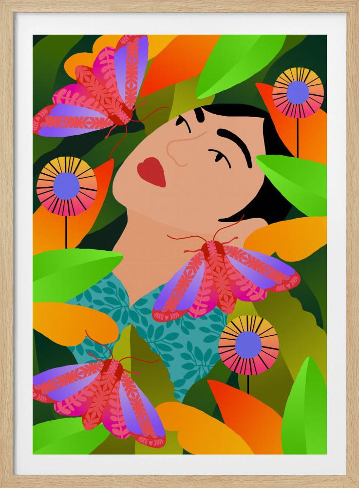 Mädchen mit ihren Pflanzen | Poster