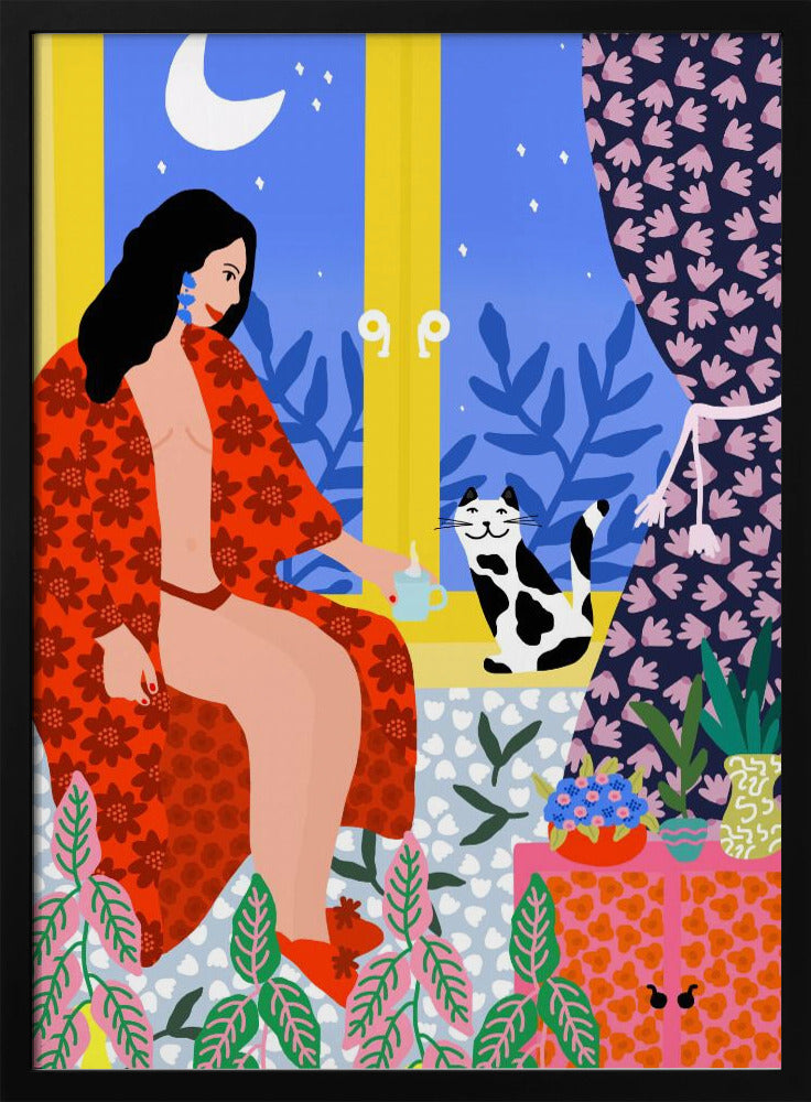 Abendtee mit Katze | Poster