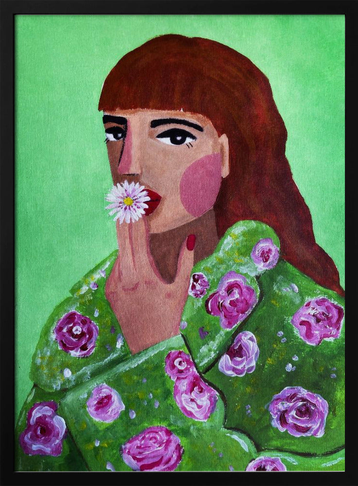 Frau raucht eine Blume | Poster