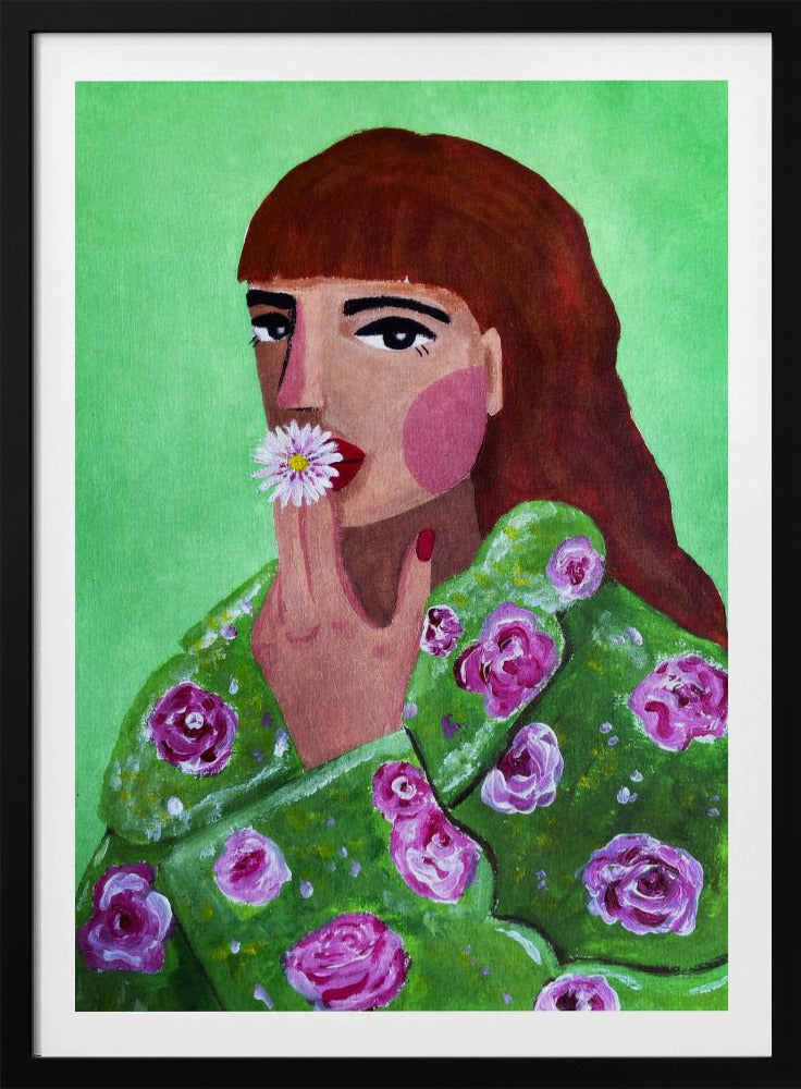 Frau raucht eine Blume | Poster