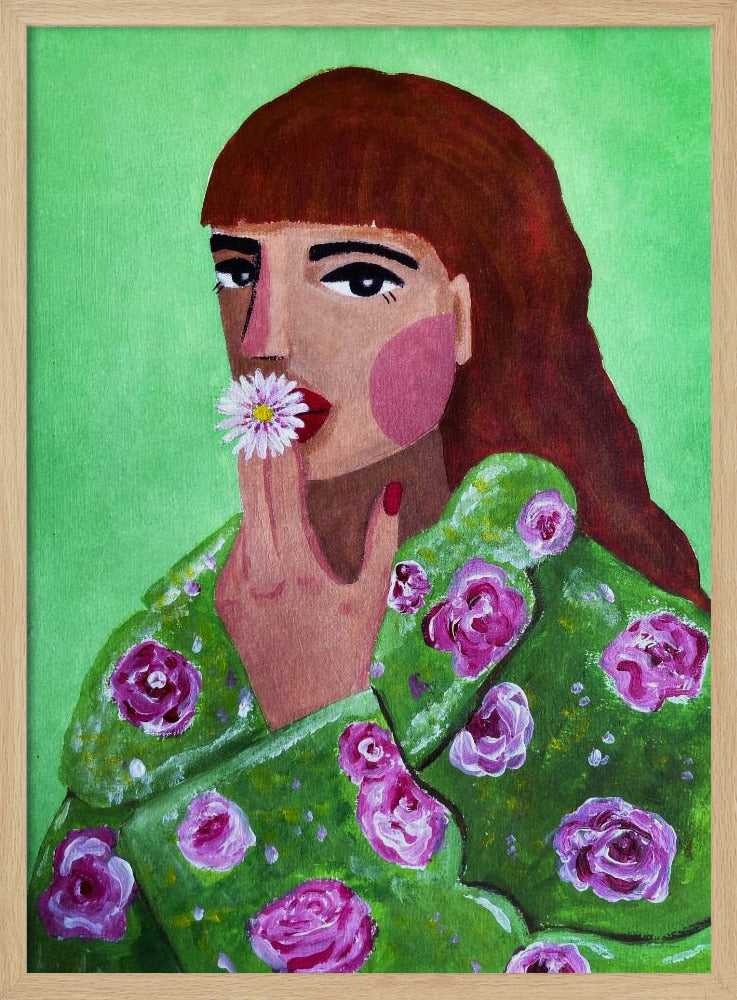 Frau raucht eine Blume | Poster
