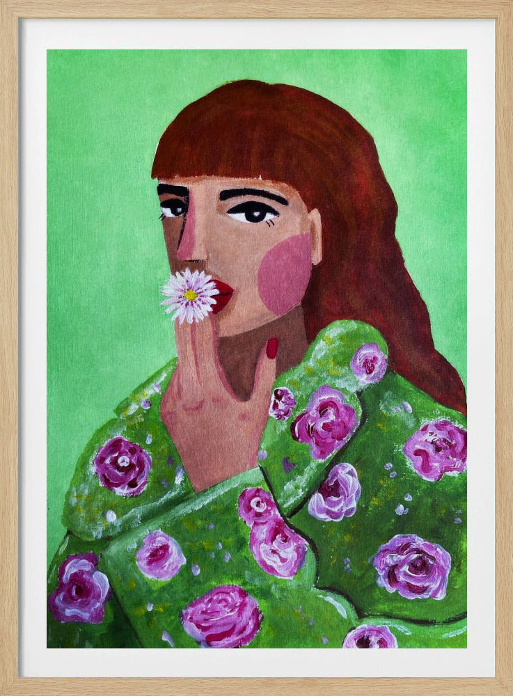 Frau raucht eine Blume | Poster