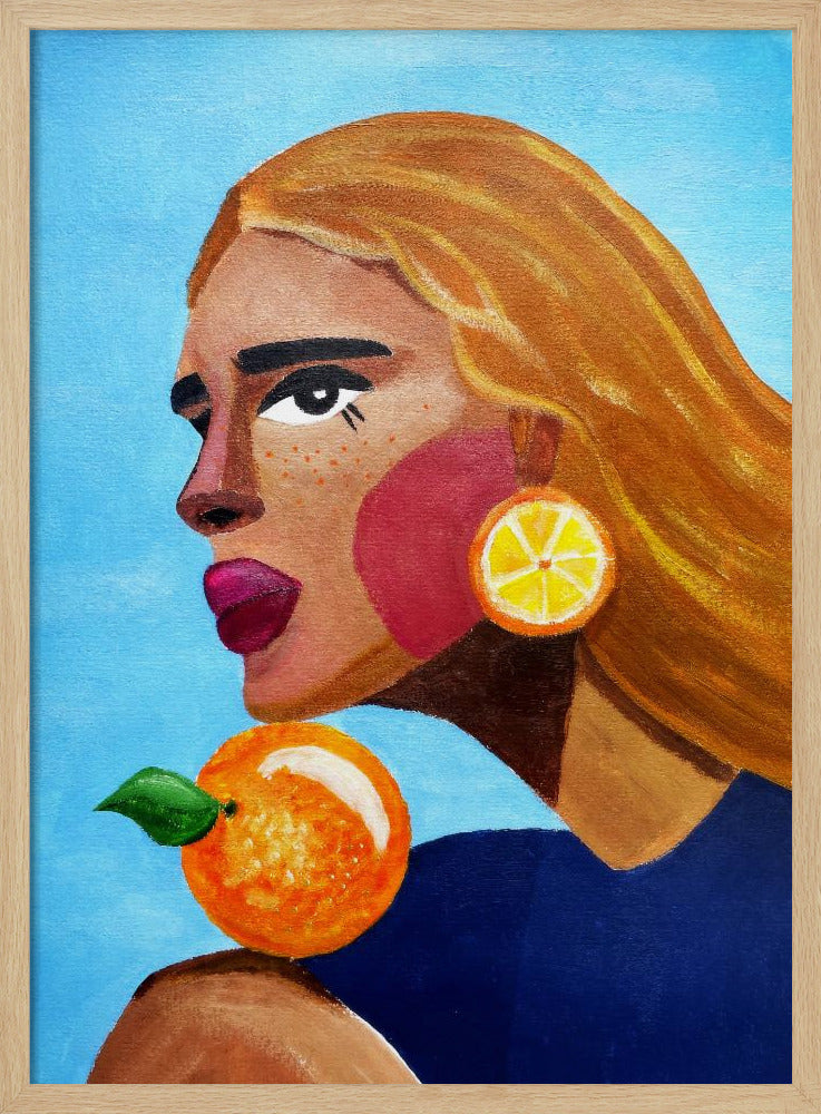 Frau mit Orange | Poster