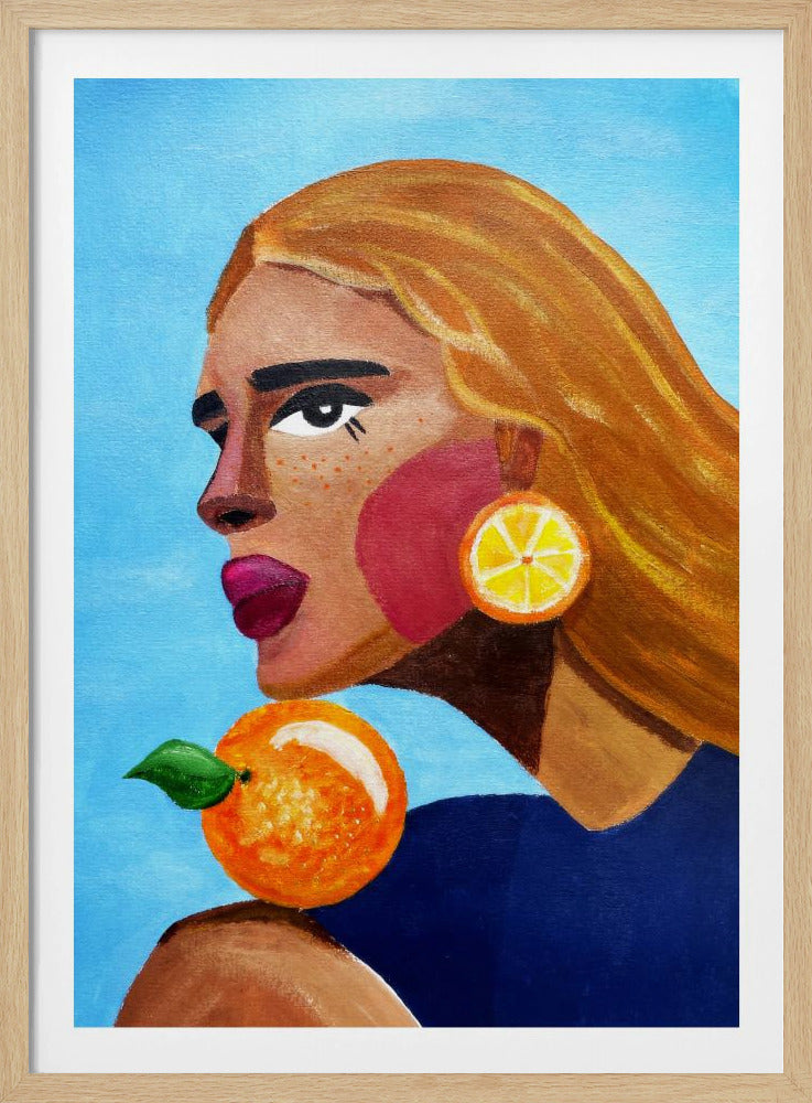 Frau mit Orange | Poster