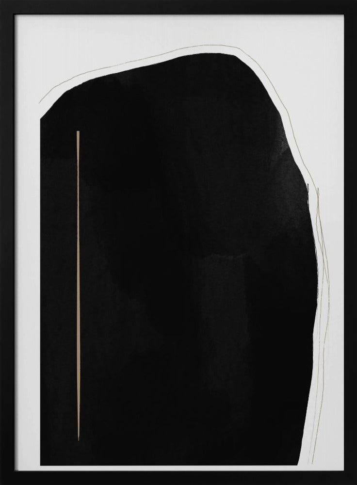 Unregelmäßige schwarze Form mit einer dünnen vertikalen Linie | Poster