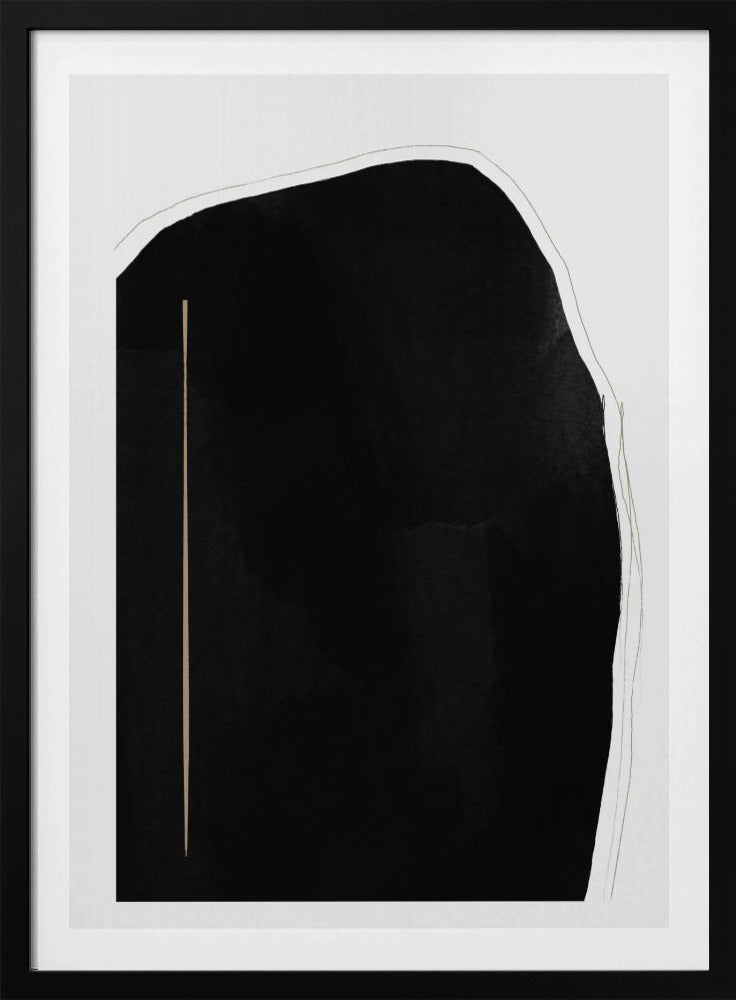Unregelmäßige schwarze Form mit einer dünnen vertikalen Linie | Poster