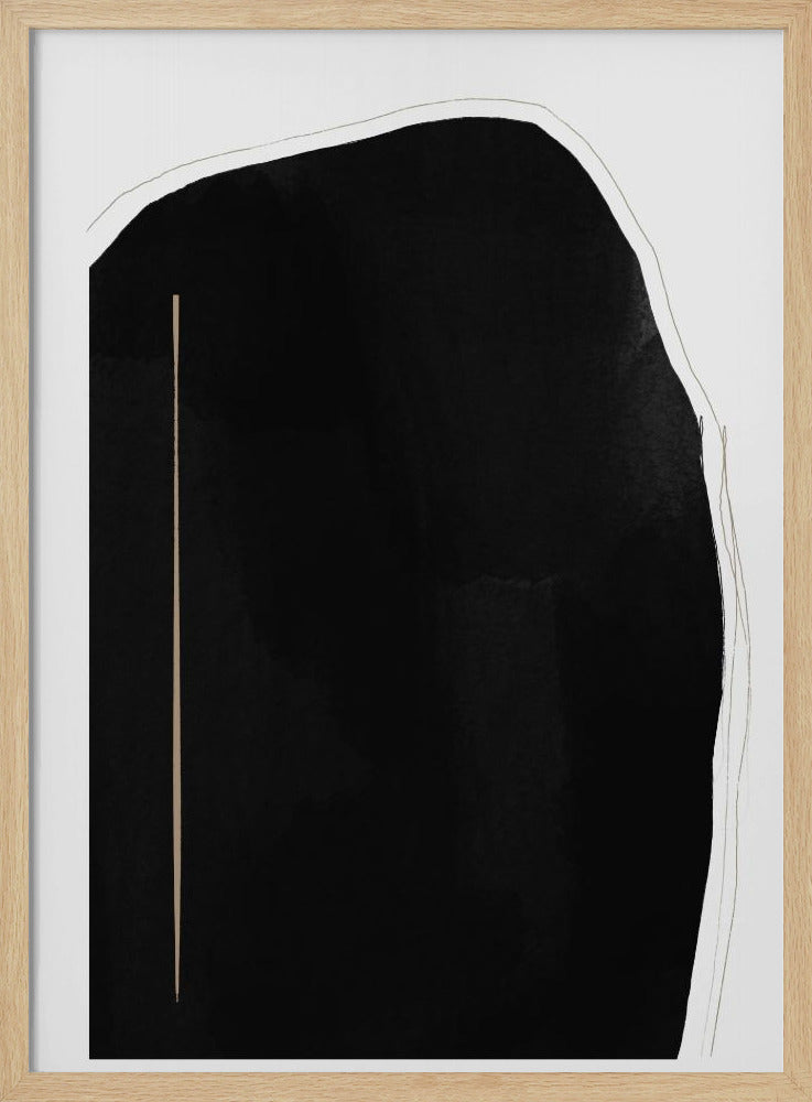 Unregelmäßige schwarze Form mit einer dünnen vertikalen Linie | Poster
