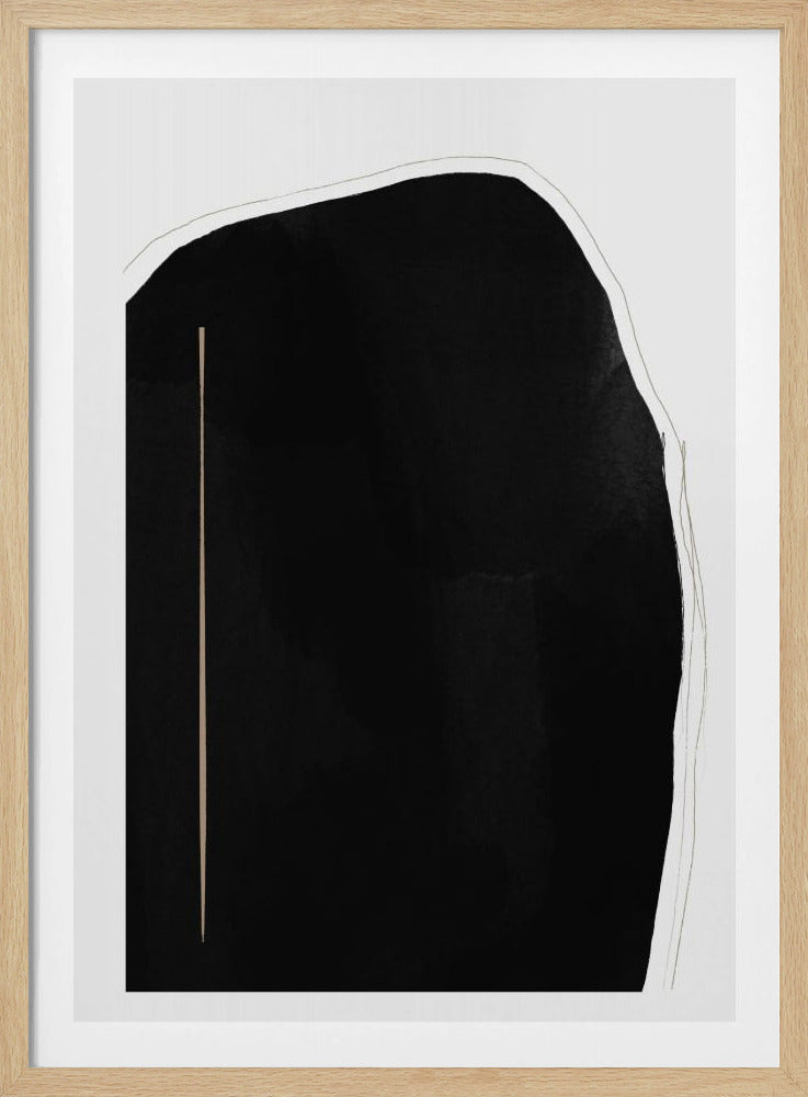 Unregelmäßige schwarze Form mit einer dünnen vertikalen Linie | Poster