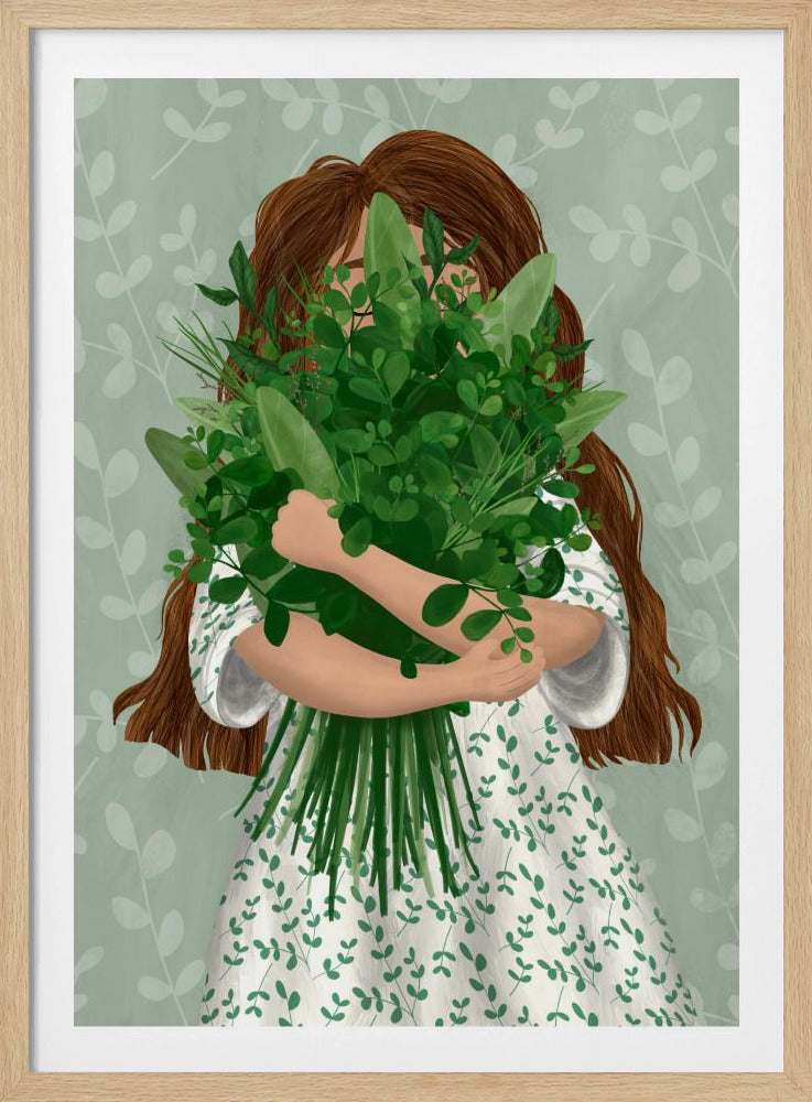 Mädchen mit Blumenstrauß | Poster