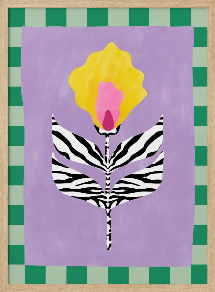 Blume mit Blättern im Zebramuster | Poster