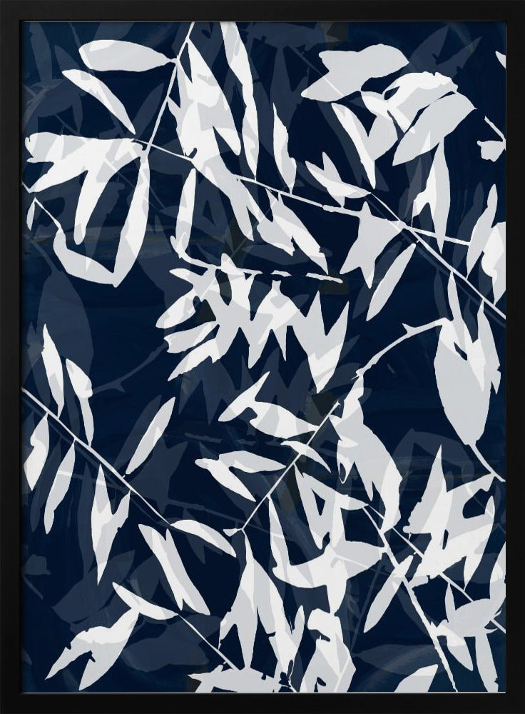 Marineblauer weißer Bambus 1 | Poster