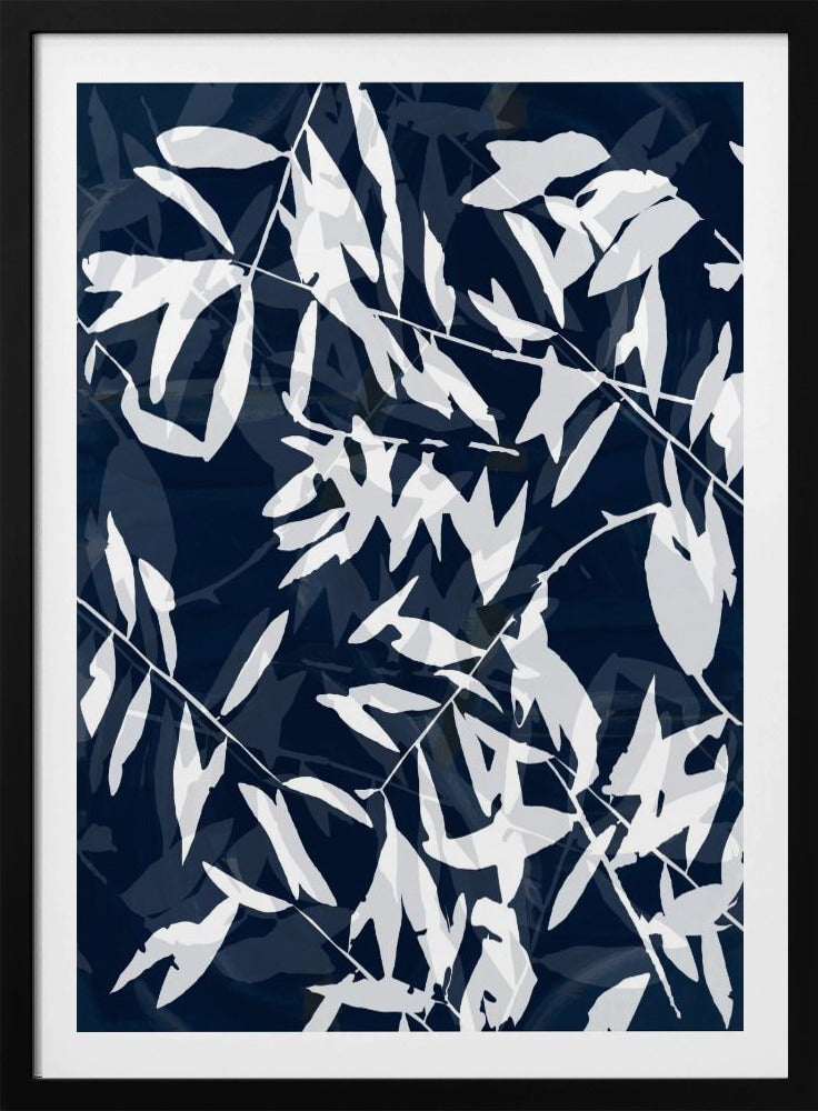 Marineblauer weißer Bambus 1 | Poster