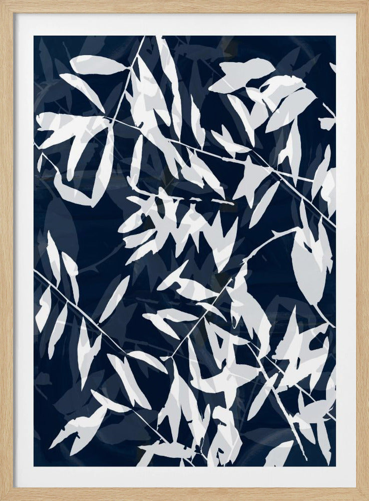 Marineblauer weißer Bambus 1 | Poster
