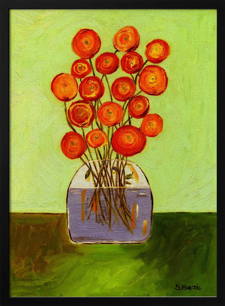 Mohnblumen in der Vase, helle Version | Poster