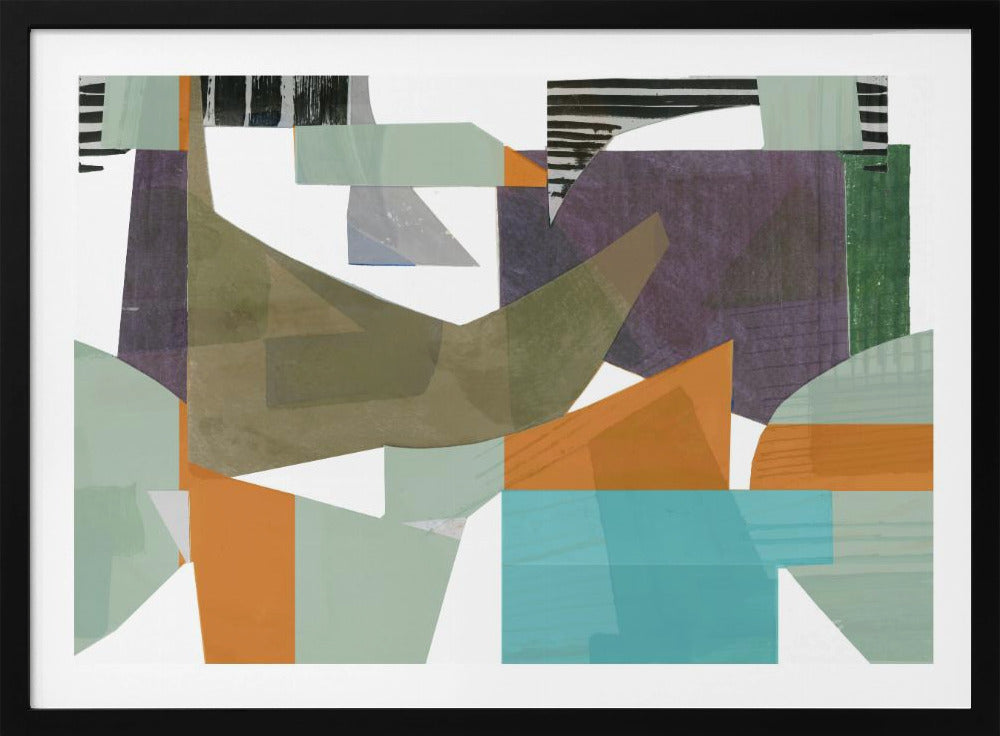 Orange, Grün und Blautöne, abstrakt, Hardedge 1 | Poster
