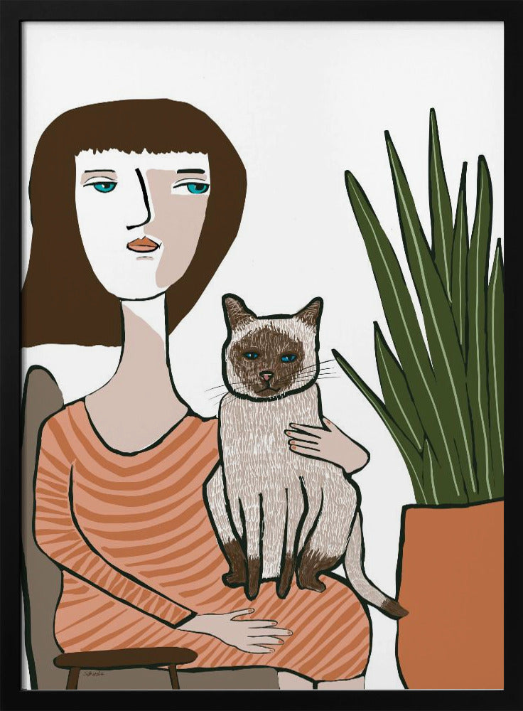 Mädchen mit Siamkatze | Poster