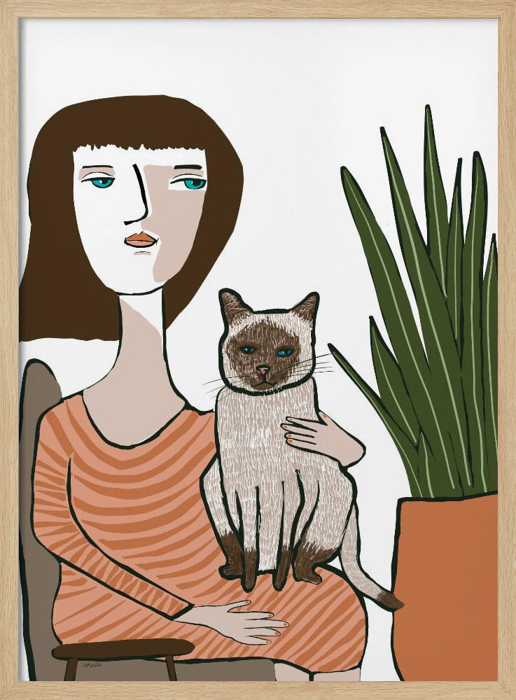 Mädchen mit Siamkatze | Poster