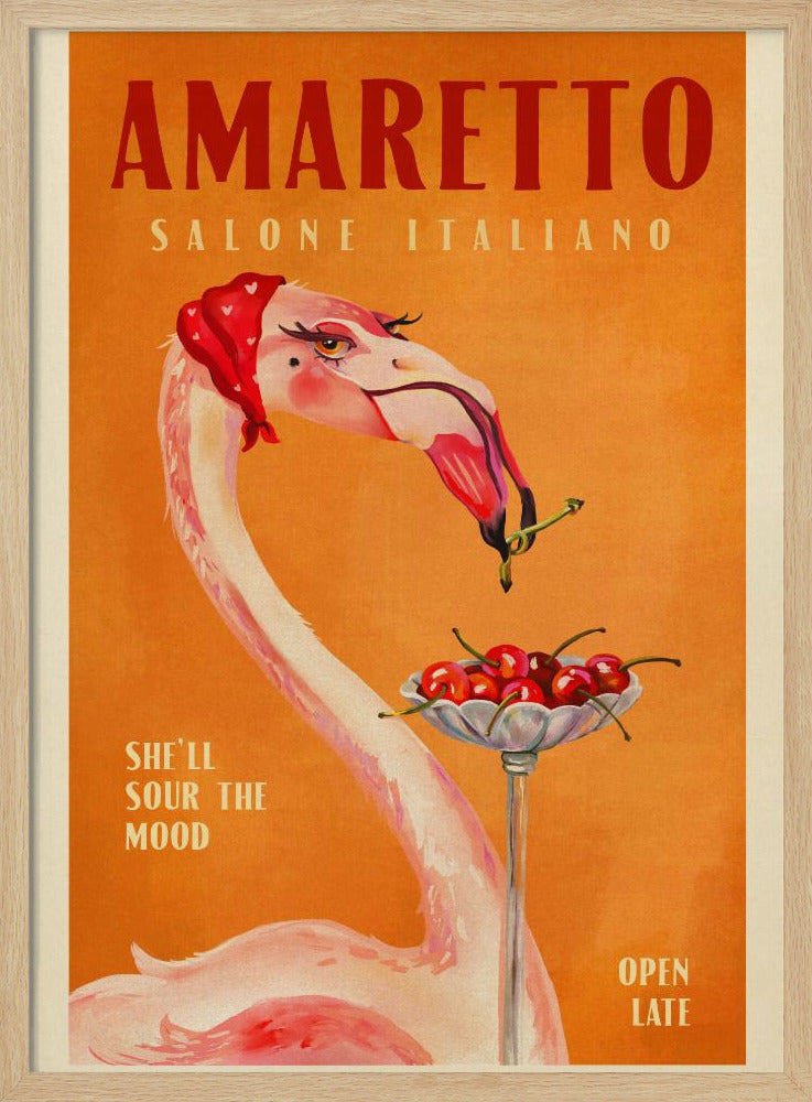 Amaretto Flamingo Art Deco Italienisches Café Reisekunst | Poster