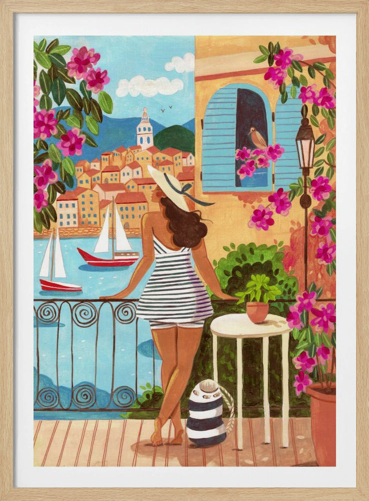 Reiseplakat Frau in Saint-Tropez, Frankreich | Poster