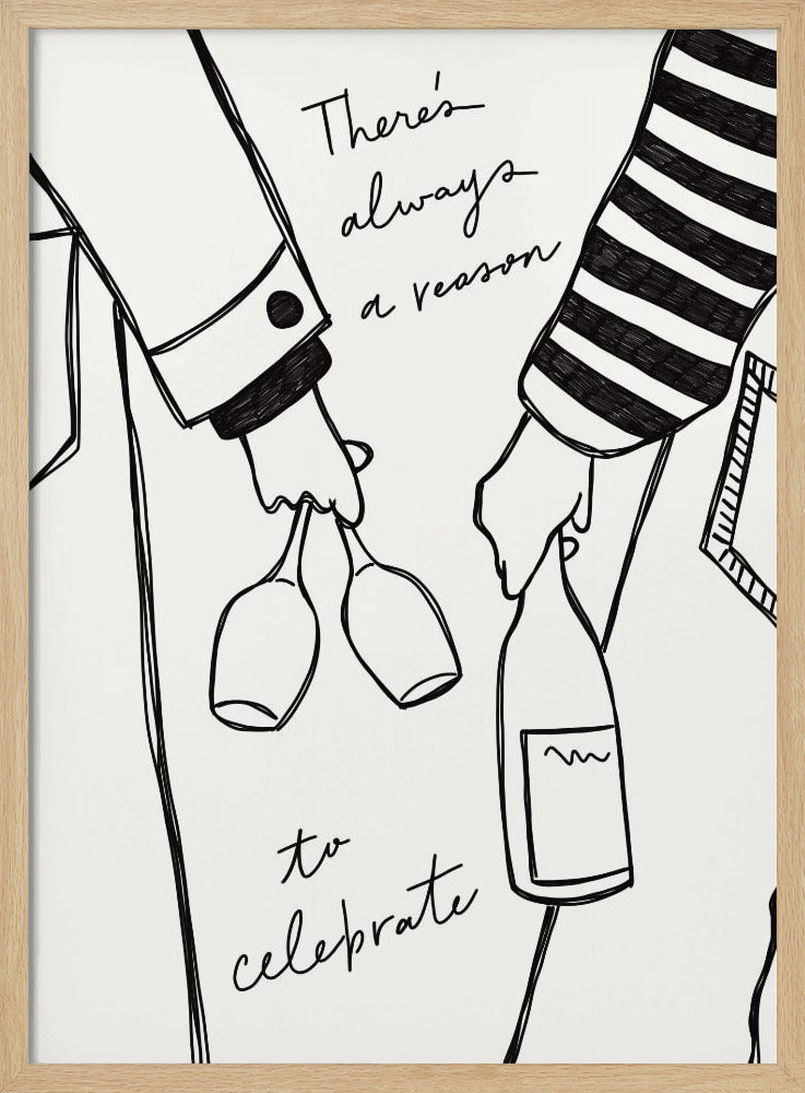 Frau hält Weinflasche und Weinglas (Schwarz-Weiß) – Wein Vin Femme Noir et Blanc | Poster