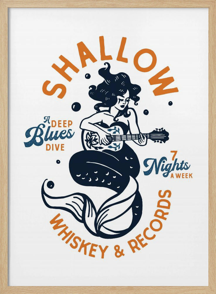 Shallow Whiskey &amp; Records Dive Bar Musik Meerjungfrau | Poster