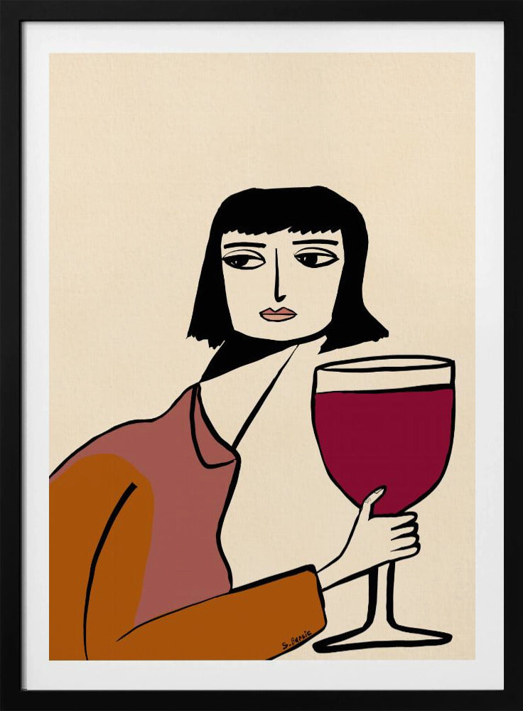 Dame trinkt Wein | Poster