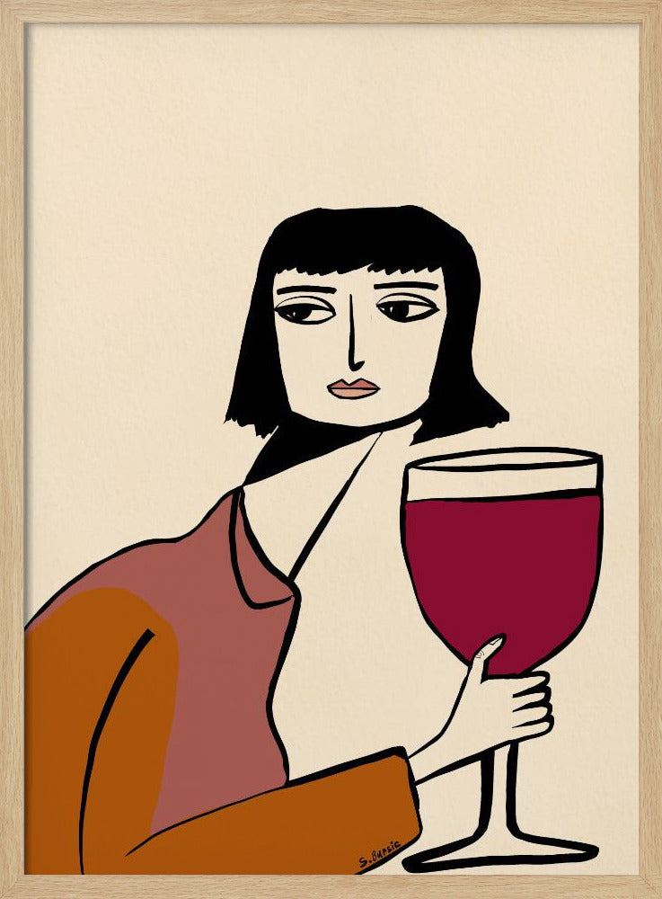Dame trinkt Wein | Poster
