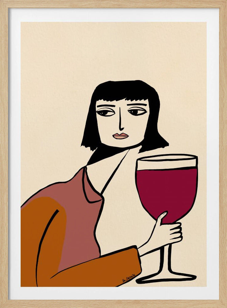 Dame trinkt Wein | Poster