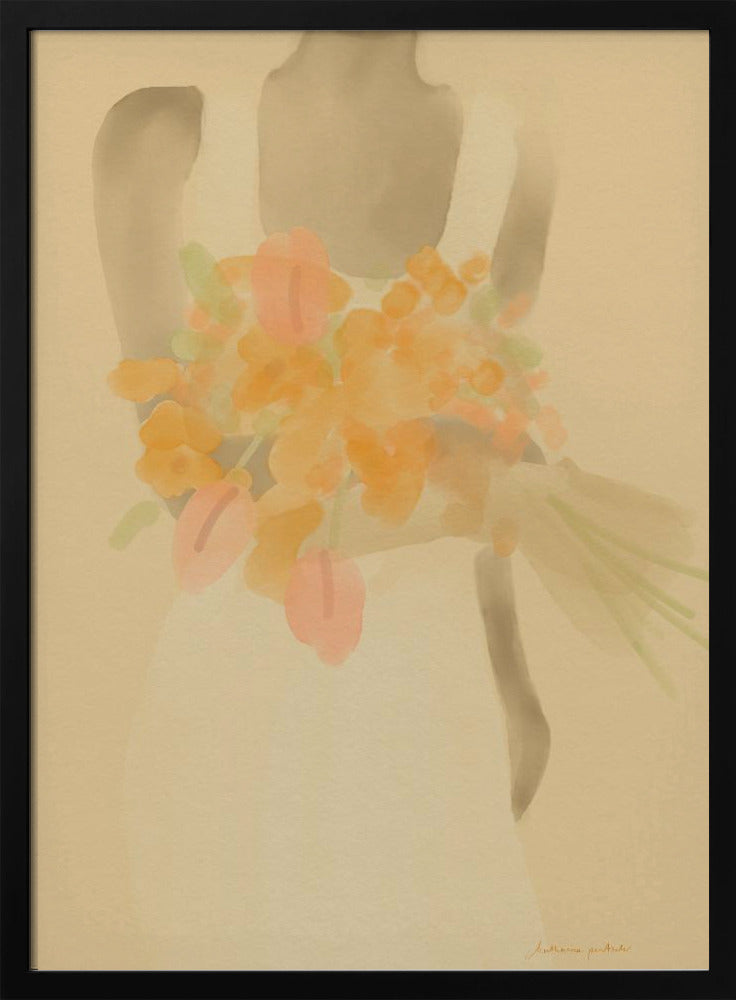 Mädchen mit orangefarbenen Blumen | Poster