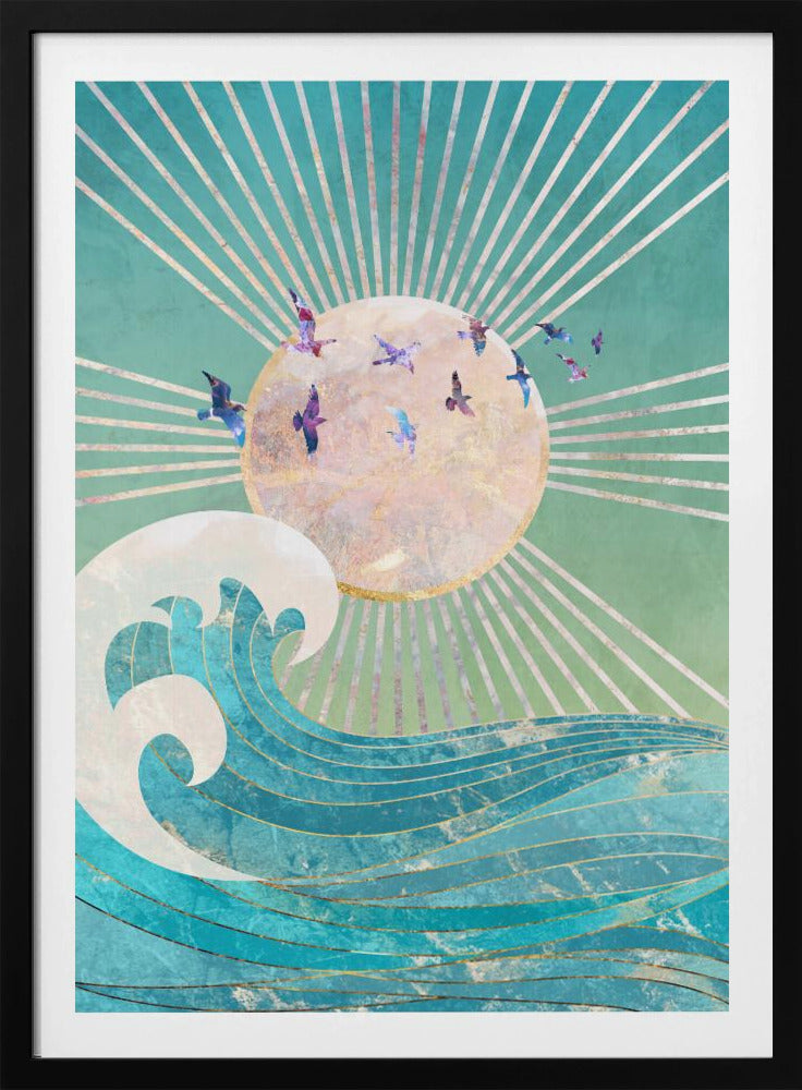 Sonnenuntergang Golden Ocean Türkis | Poster