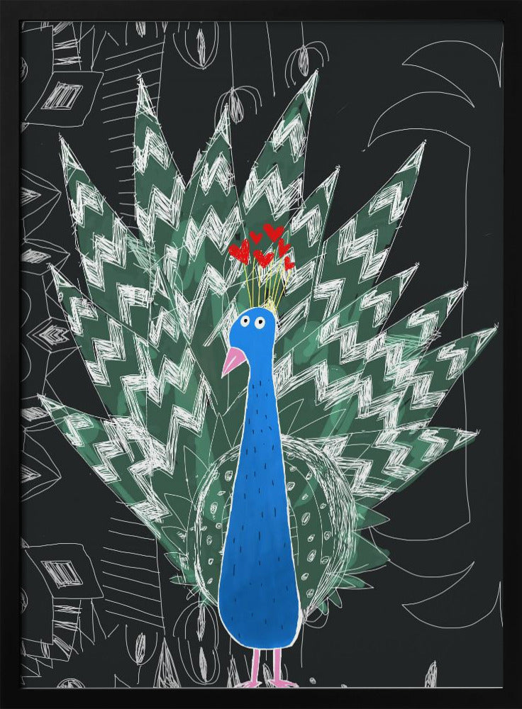 Süßer Pfau mit Dschungel-Doodle von der Künstlerin Carla Daly | Poster