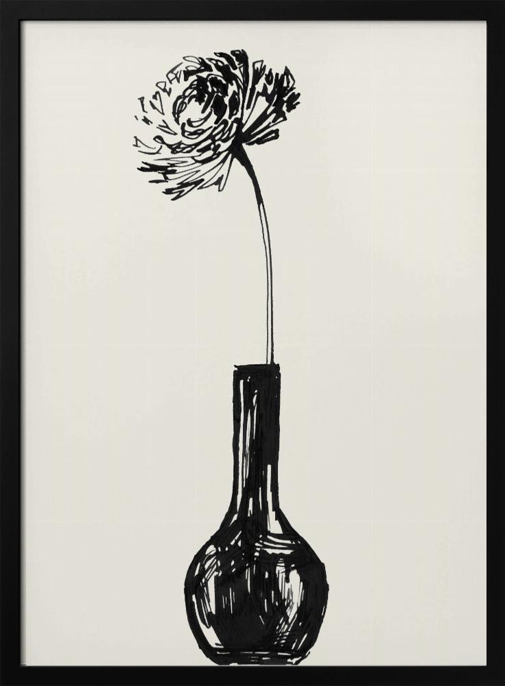 Blume in einer Vase, Tintenskizze | Poster