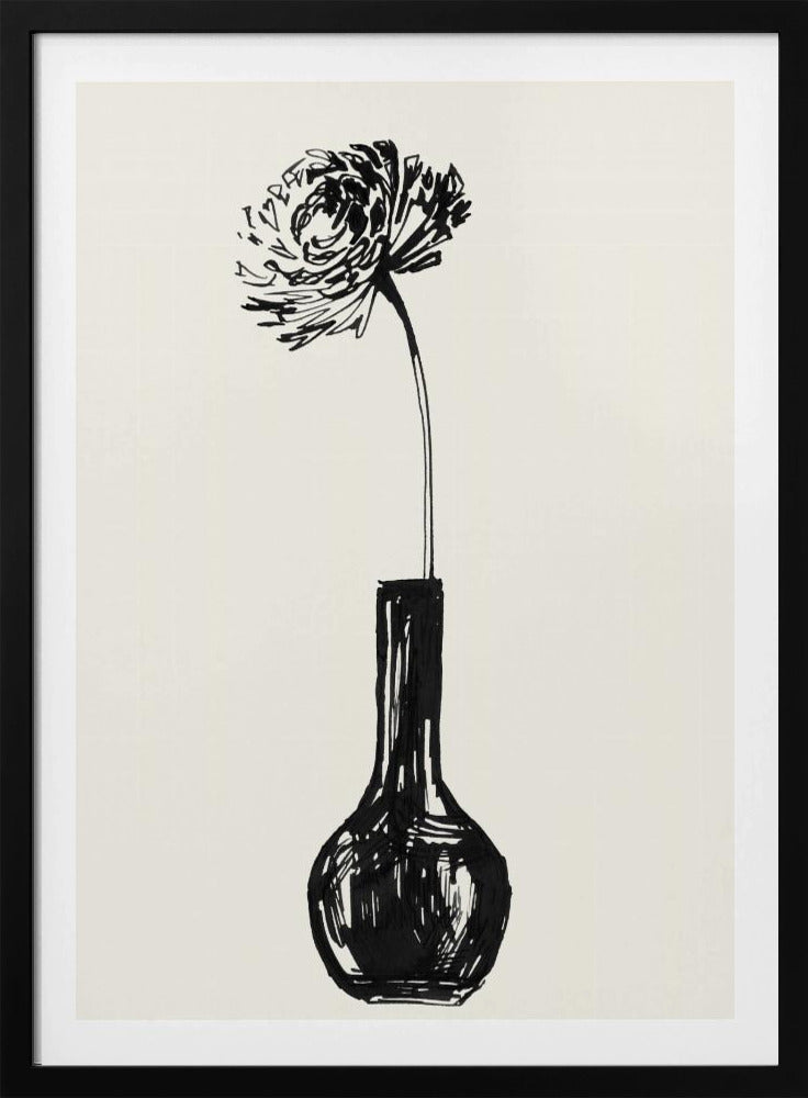 Blume in einer Vase, Tintenskizze | Poster