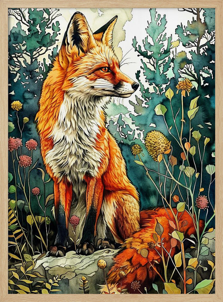 Tier Aquarell Kunst Fuchs 13 | Poster