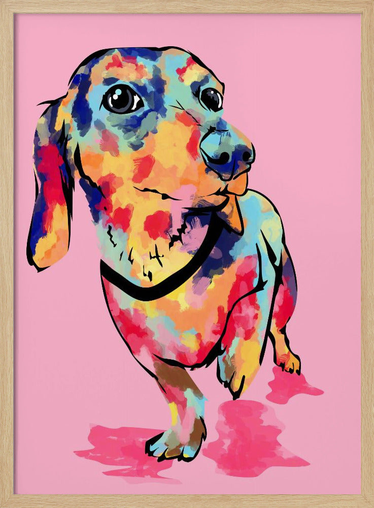 Regenbogenwelpe, süßer und bunter Hund | Poster