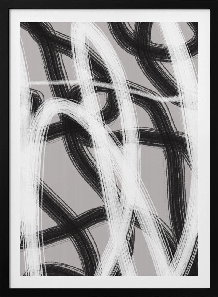 Schwarz-weiße Pinselstriche | Poster