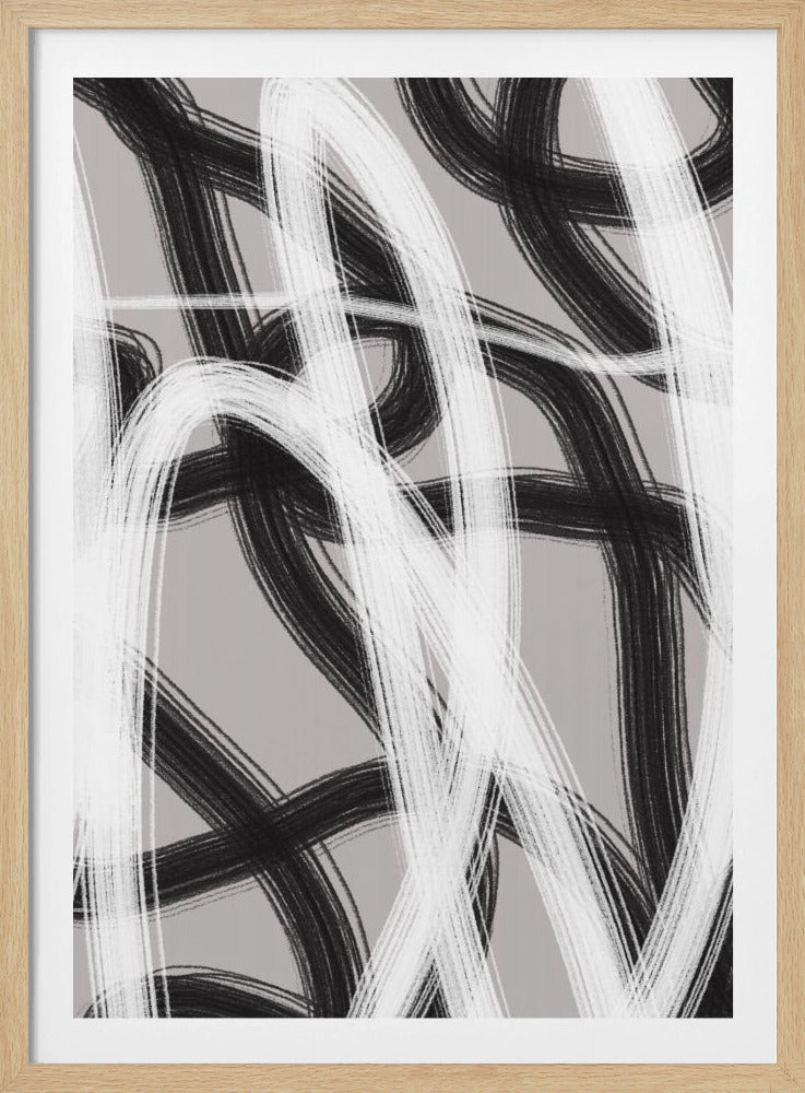 Schwarz-weiße Pinselstriche | Poster