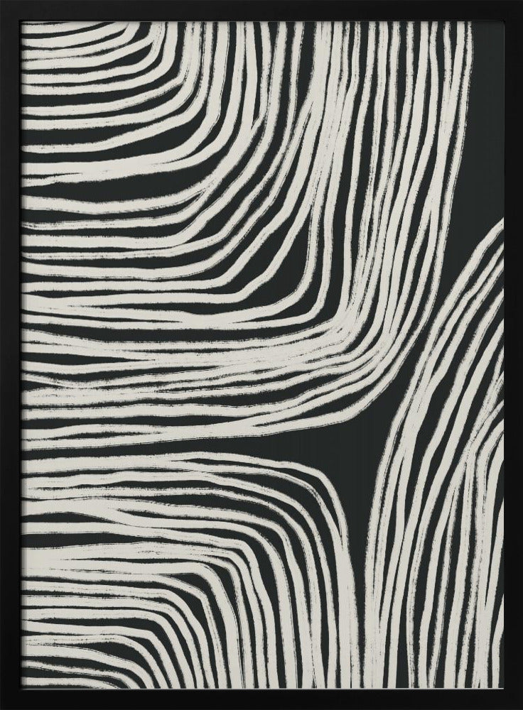 Monochrome organische Wellenlinien | Poster
