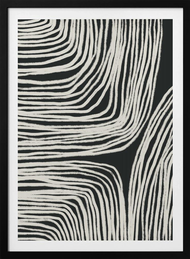 Monochrome organische Wellenlinien | Poster