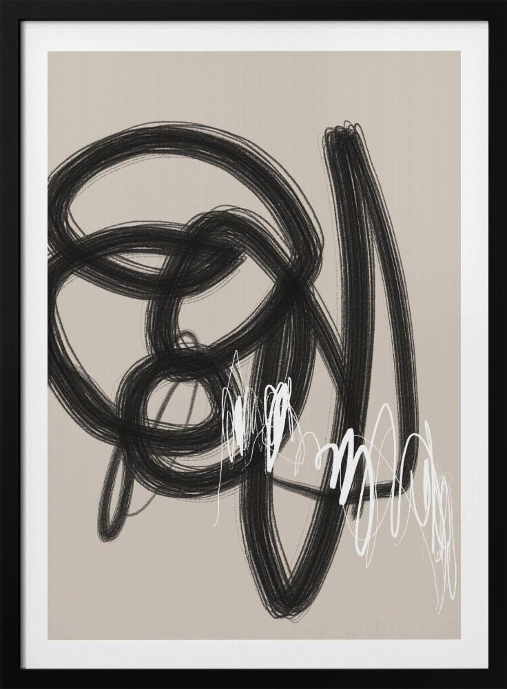 Schwungvolle schwarze und weiße Linien | Poster