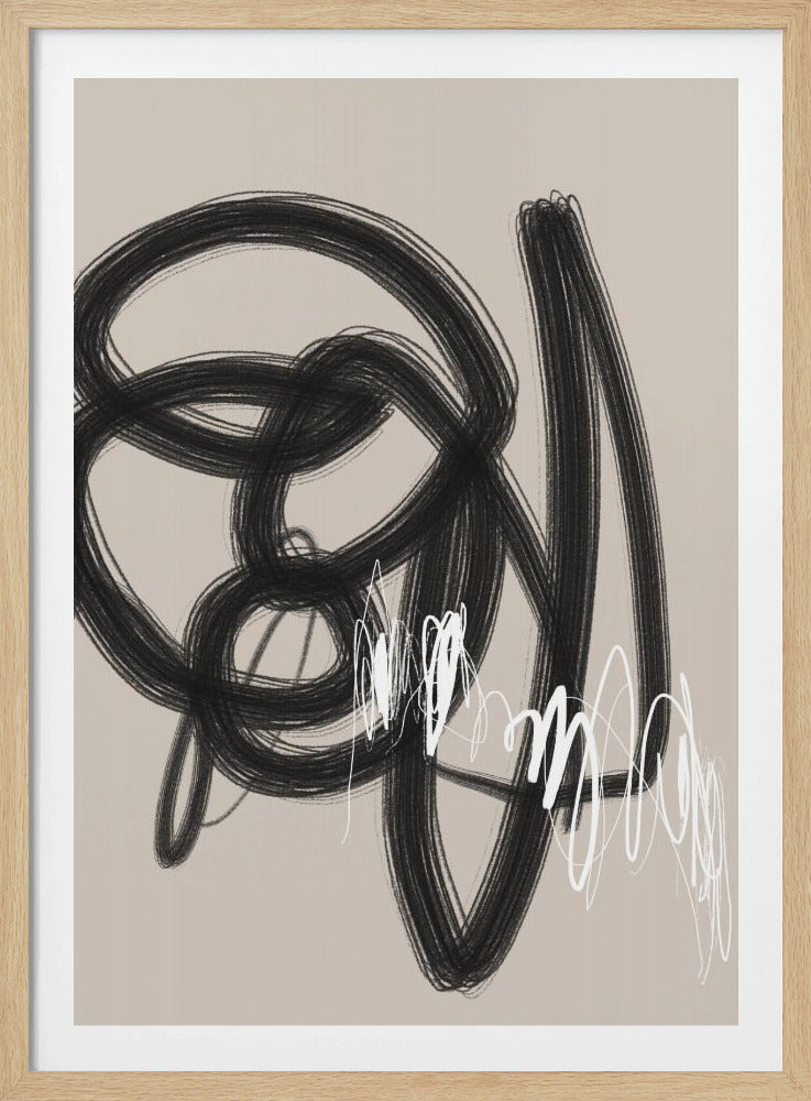 Schwungvolle schwarze und weiße Linien | Poster