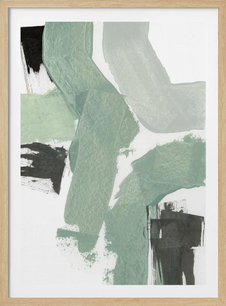 Abstract Green &amp; Black Shapes No2 Print | Poster