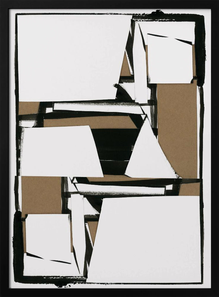 Abstrakter Kunstdruck in Schwarz und Hellbraun | Poster