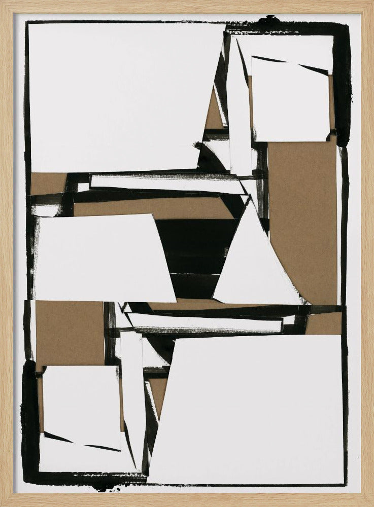 Abstrakter Kunstdruck in Schwarz und Hellbraun | Poster